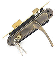 Комплект Ручка +Корпус для входной двери, цвет Бронза . Меж центровое расстояние 85 мм.