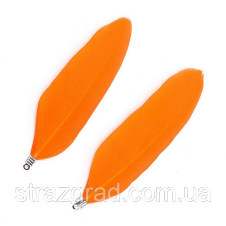 Пір'я-заготовки Натуральні декоративні Гусячі пір'я Колір Помаранчевий 7-8 см, фото 1