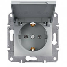 Розетка із заземленням і кришкою ASFORA алюміній EPH3100161