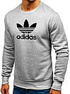 Чоловічий світшот Adidas (адідас) світло сірий (велика емблема) толстовка лонгслив (чоловічий світшот), фото 3