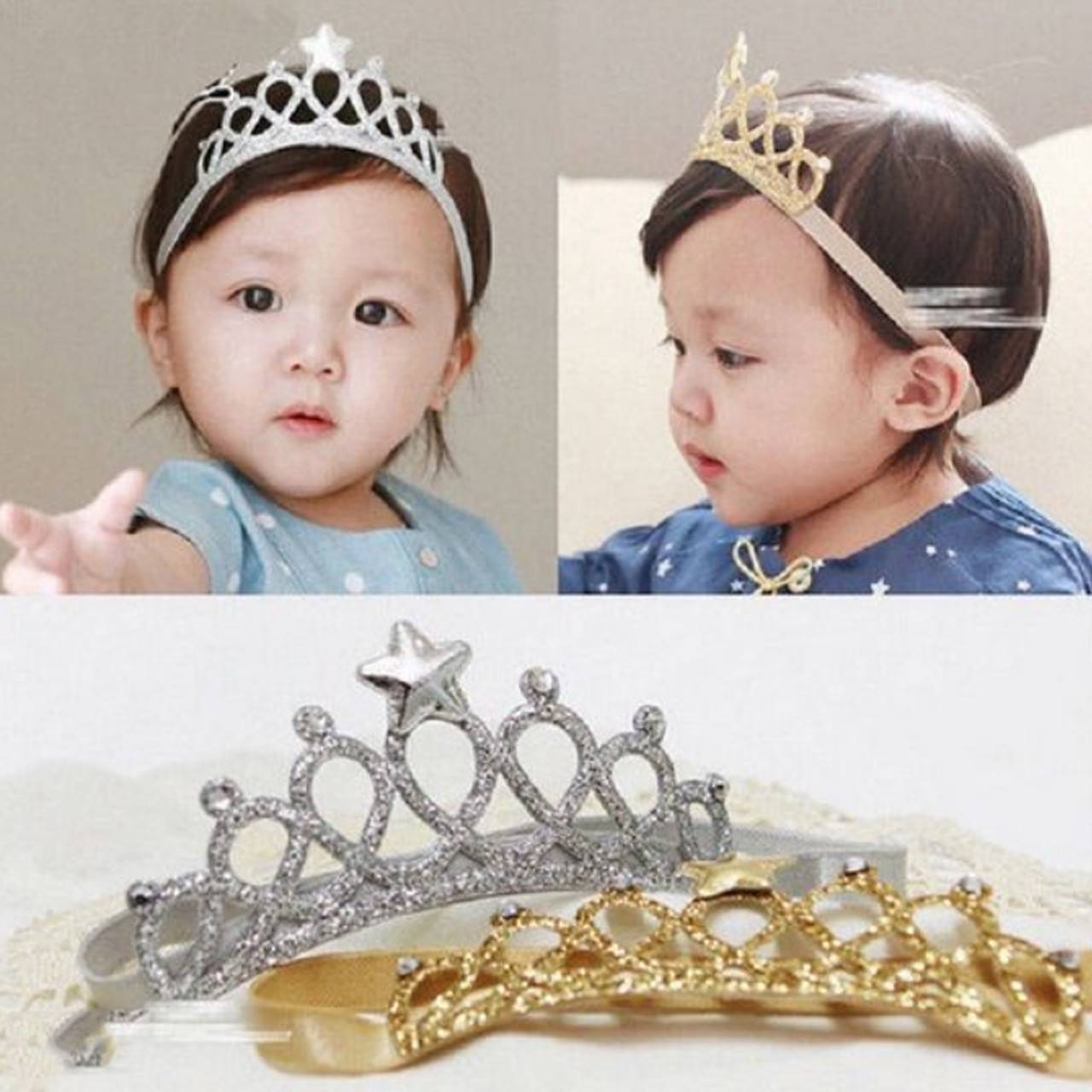 Дитяча еластична пов'язка на голову у формі корони на новий рік