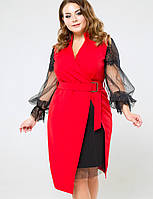 Женское красное платье с рукавами из сетки больших размеров (Фьюжи lzn )