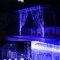 Штора, занавес светодиодный 3х3 м 300 led, цвет синий - декоративная гирлянда на Новый год