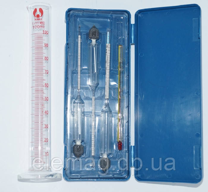Спірометр (ареометр) з термометром і зі скляною колбою