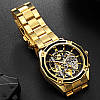 Механічний годинник з автопідзаводом Forsining Skeleton, чоловічий наручний годинник форсінінг, золотий годинник, фото 3