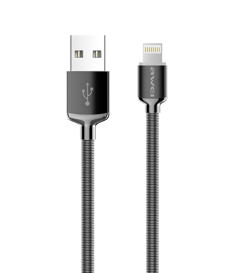 Кабель AWEI Lightning CL-25 30см в металлической оплетке