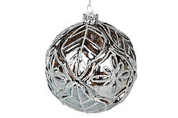 Новорічний ялинковий шар 10см, колір: дзеркальний графіт, набір шарів - 6 шт