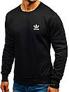 Чоловічий світшот Adidas (Адідас) чорний (маленька емблема) толстовка лонгслив (чоловічий світшот), фото 2