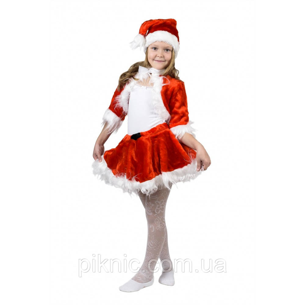 Дитячий костюм Санта для дівчинки 3,4,5,6 років. Новорічний карнавальний костюм Санта