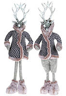 Фигура под елку "Олень в шубе" новогодний декор, фигурка-статуэтка, размер 77 см, серый, 2 вида