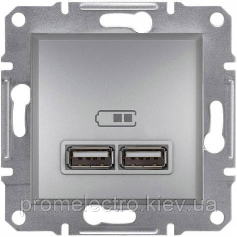 Розетка USB 2,1 A алюміній SCHNEIDER ELECTRIC серії ASFORA, фото 1