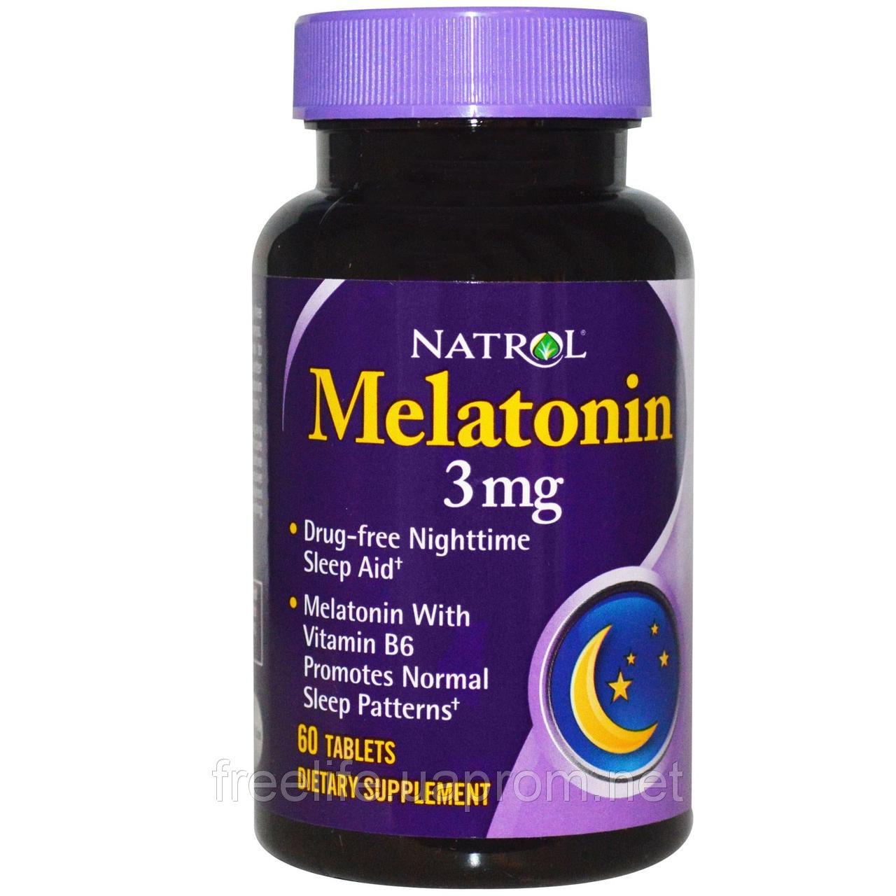 Natrol, Мелатонін, 3 мг, 60 таблеток