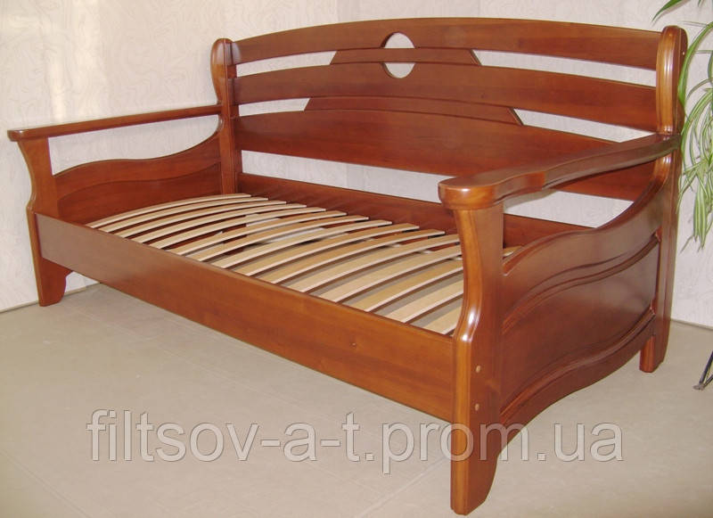 Детский односпальный диван кровать с бортиком из массива натурального дерева "Американка" от производителя - фото 4 - id-p1080079962