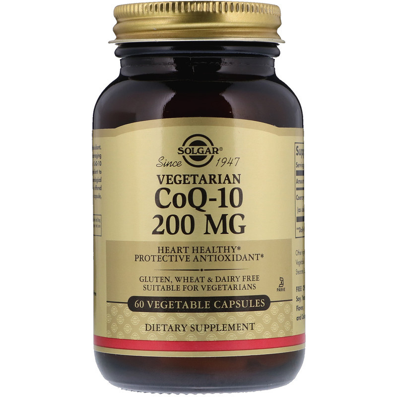 Solgar, вегетаріанський коензим CoQ-10, 200 мг, 60 капсул, фото 1