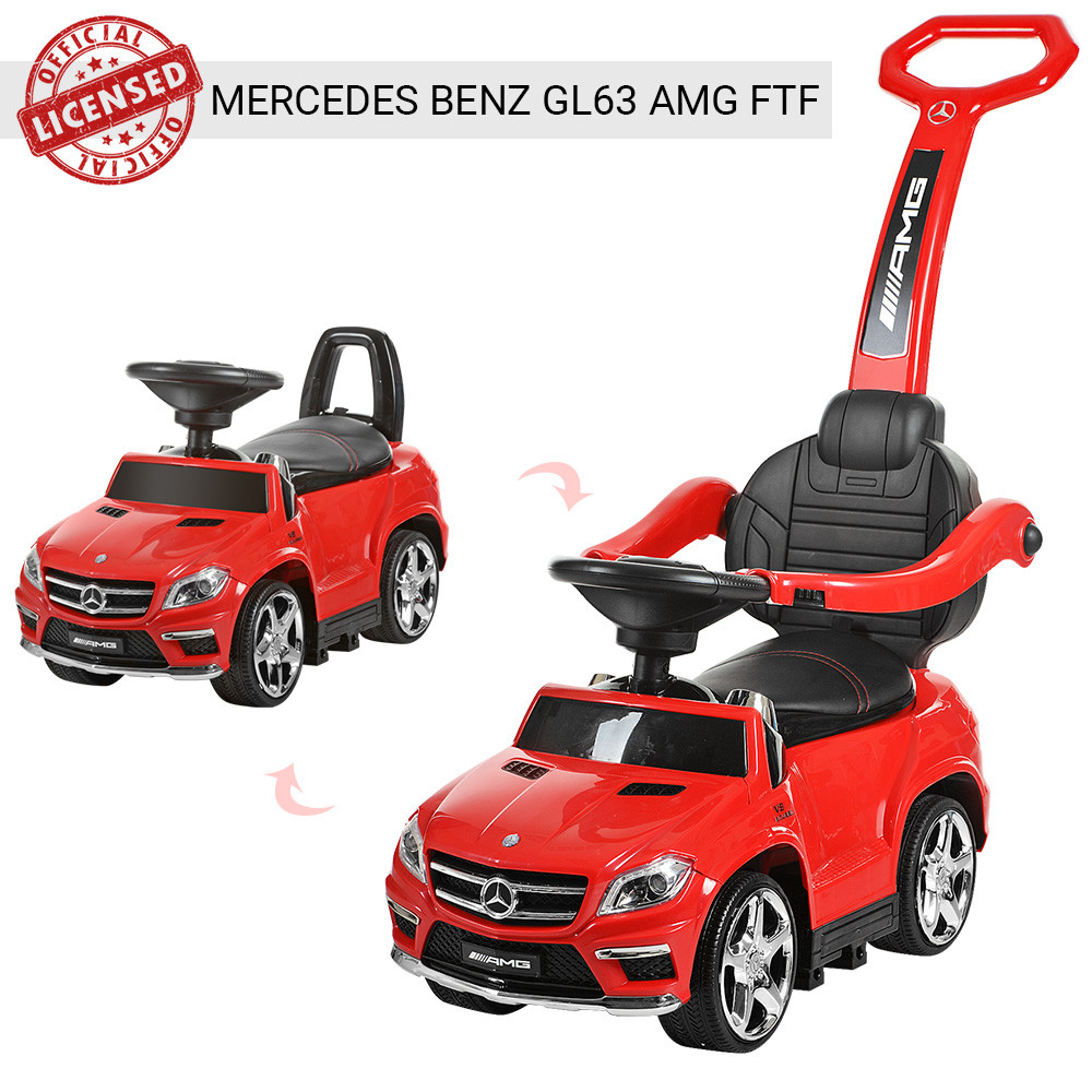 Каталка-толокар M 3186 L-3, Mercedes-Benz, шкіряне сидіння, червоний, фото 1