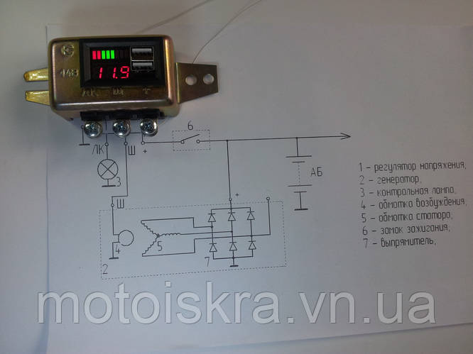 Купить Регулятор напряжения для мото Днепр Урал 33. 3702 с вольтметром ...