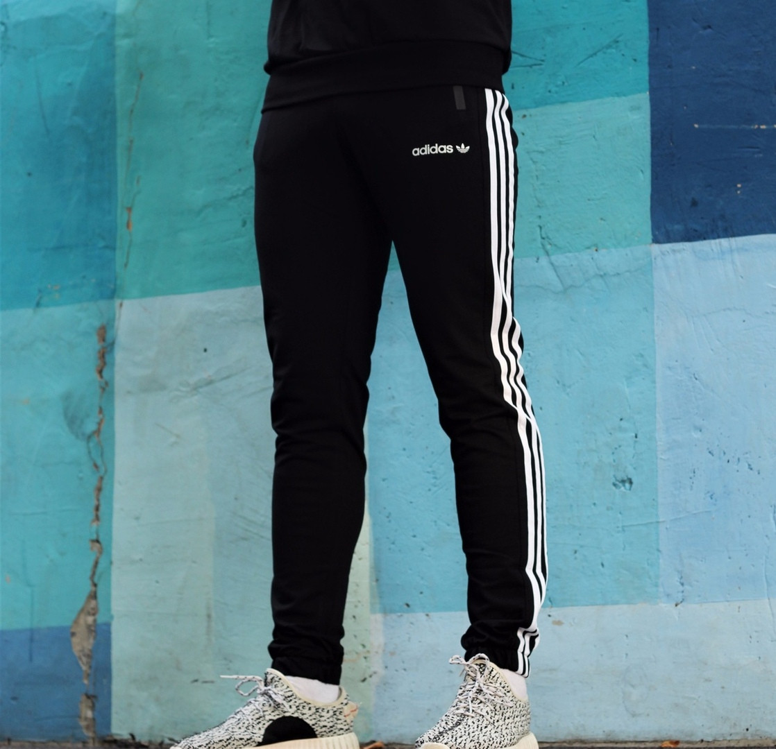 Чоловічі зимові спортивні штани Adidas спортивки адідас чорні теплі. Живе фото. топ, фото 1