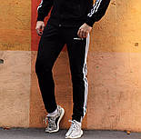 Чоловічі зимові спортивні штани Adidas спортивки адідас чорні теплі. Живе фото. топ, фото 5