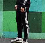 Чоловічі зимові спортивні штани Adidas спортивки адідас чорні теплі. Живе фото. топ, фото 4