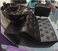 Парикмахерская мойка с широким креслом-диван Mali 1 стационарная кресло мойка с тумбой для салона красоты Керамика Europe черная