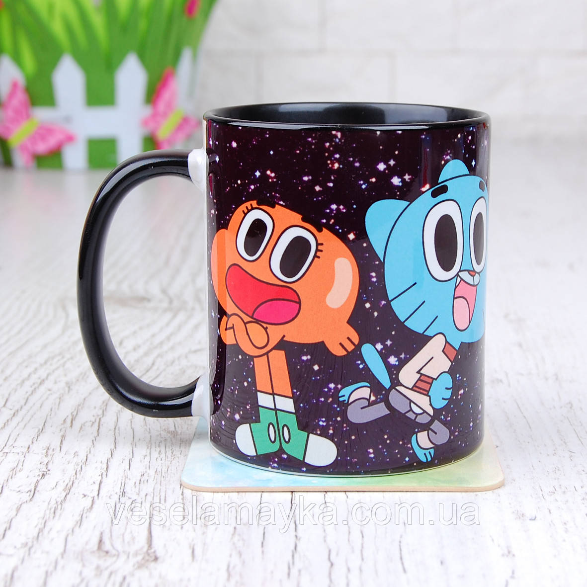 Чорна чашка "Гамбол 2" (Gumball), фото 1