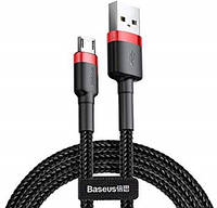 Кабель для зарядки MicroUSB Android BASEUS cafule 100см |2.4A| Чорно-Червоний CAMKLF-B91