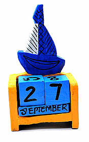 Календар настільний "Вітрильник" дерев'яний (14х7х3,5 см) Індонезія