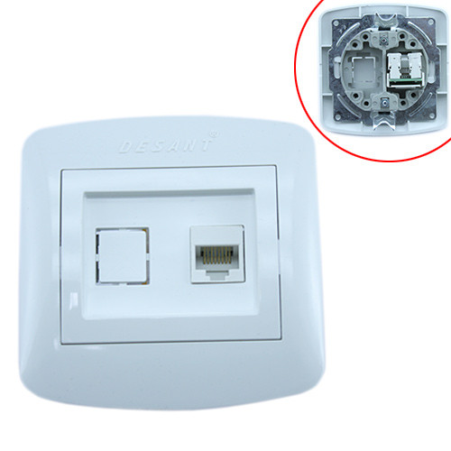 Розетка комп'ютерна RJ45 інтернет вбудована, біла Desant D-316
