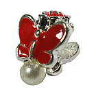 Намистина Шарм13 мм Отвір 5 мм Метелик Червона з Перлиною, Емаль, Метал, Фурнітура для Браслета, фото 3