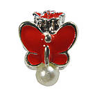 Намистина Шарм13 мм Отвір 5 мм Метелик Червона з Перлиною, Емаль, Метал, Фурнітура для Браслета, фото 7