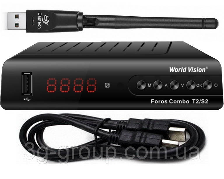 Комбінований тюнер DVB-S2/T2 Foros Combo + Wi-Fi адаптер + HDMI кабель + прошивка каналів