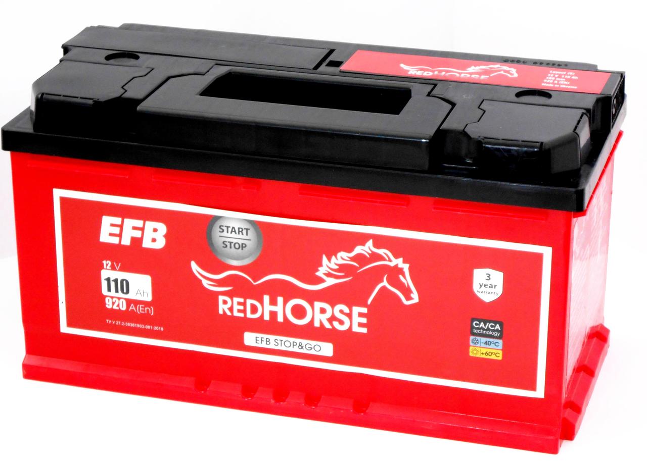 Акумулятор автомобільний RED HORSE EFB 110 Ah (R+) (920A), фото 1