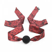 Силіконовий кляп у рот Erotique з атласною стрічкою м'який на подарунок фетиш, фото 3