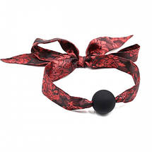 Силіконовий кляп у рот Erotique з атласною стрічкою м'який на подарунок фетиш, фото 2