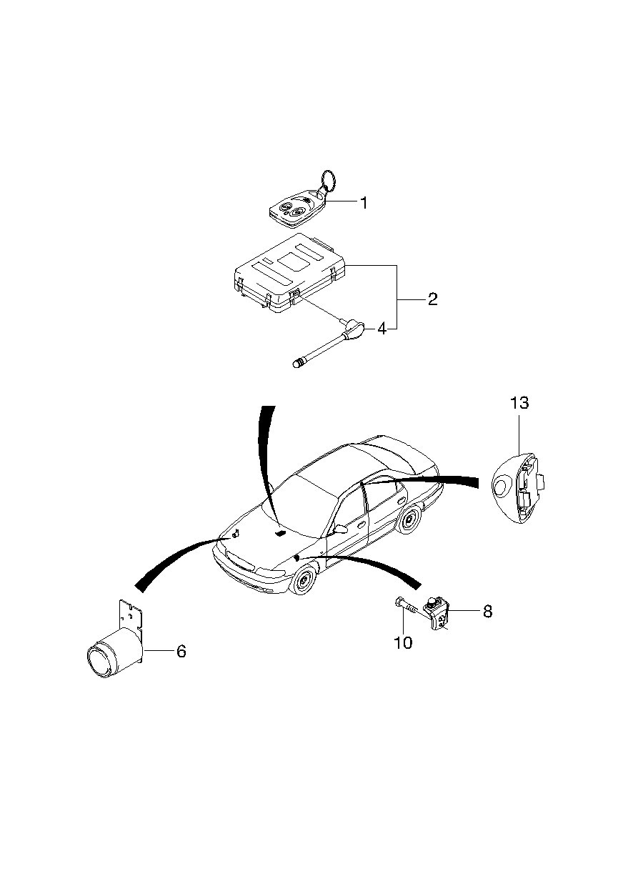 Антена блока керування центральним замком Нубіра,Такума GM 96233393