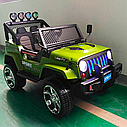 Дитячий електромобіль Джип M 3237 EBLR-10, Jeep Wrangler, 4 мотори, Шкіра, EVA гума, Амортизатори, хакі, фото 5