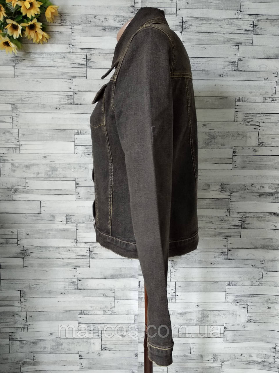 Джинсовий піджак жіночий коричневий Yasemin Розмір 44-46 (S-M) - фото 6 - id-p1080303546