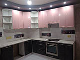 Кухня Хай-Тек (рожевий перламутр + Мармур бетон темний), фото 3