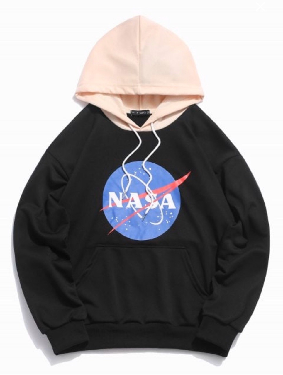 Кофта зимова NASA чорно-бежева худі зимова на флісі, фото 1