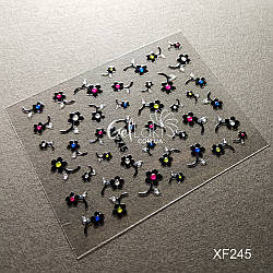 3D-наклейки для дизайну нігтів XF245 (квіти)
