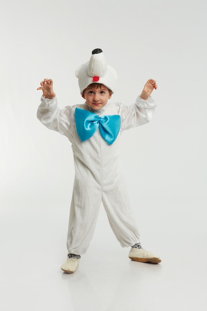 Дитячий карнавальний костюм для хлопчика «Білий ведмідь» 110-120 см, білий