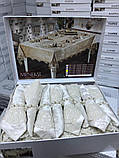 Скатертина із серветками Haspen Menekse 160-220 см велюр кремова, фото 2