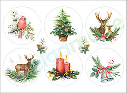 Фетр з принтом ЯЛИНКОВІ ІГРАШКИ 2, 22x30 см, корейський м'який 1.2 мм