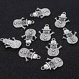 Метал. підвіска "Сніговик" срібло (2х1,5 см) 12 шт. в уп., фото 3