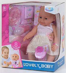 Лялька функціональна Lovely Baby у платті з квіткою, 8 функцій з аксесуарами