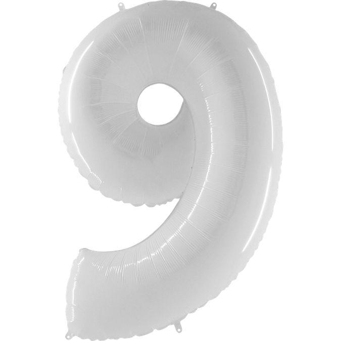 Фольгована кулька цифра пастель біла "9" "40".Grabo
