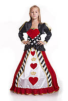 Детский карнавальный костюм для девочки «Карточная королева» 130-140 см, красный и черный