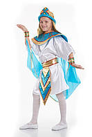 Детский карнавальный национальный костюм для девочки «Египтянка» 120-135 см, белый и бирюза