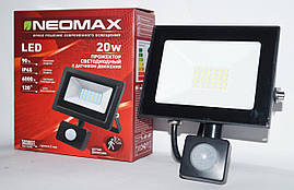 Прожектор LED NEOMAX NXS20S 20W 220V IP65 6000K з датчиком руху