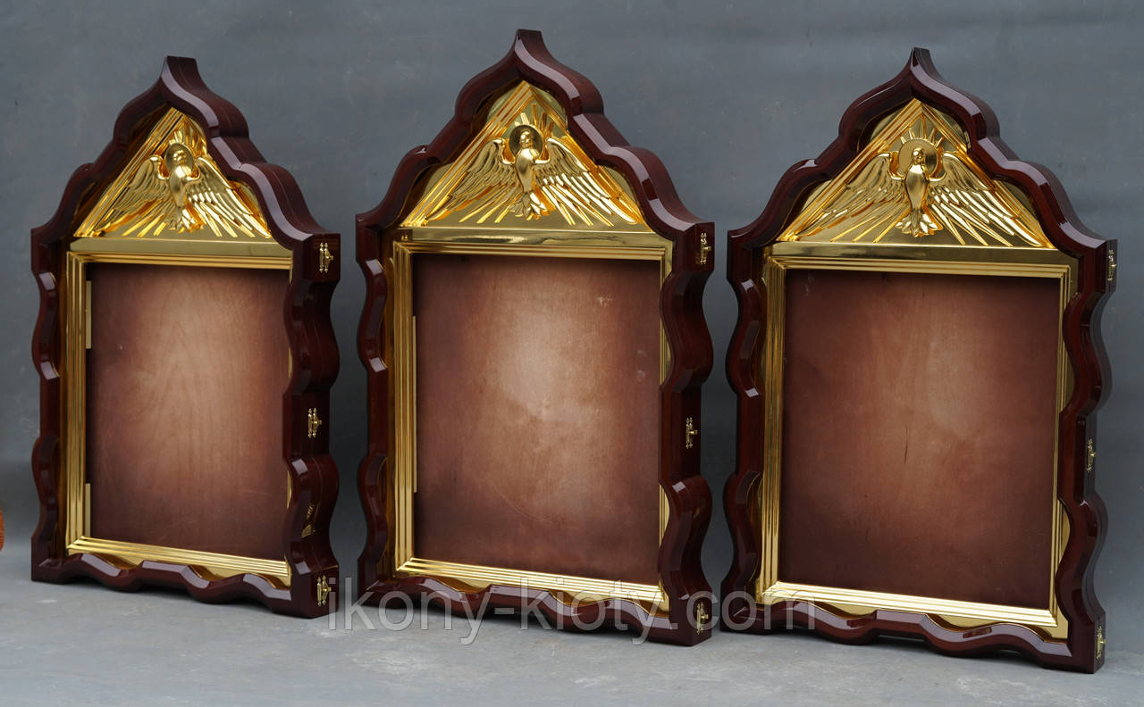 Кіот фігурний з золоченим різьбленим голлубем і рамою, фото 1